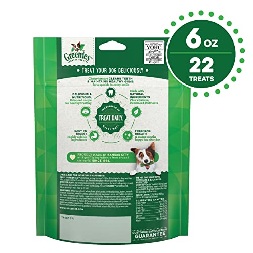 GREENIES Original TEENIE Natural Dental Care Dog Treats, 6 oz. Pack (22 Treats)