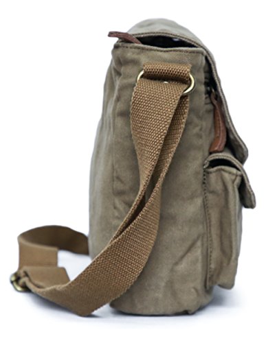 Gootium Canvas Messenger Bag - Vintage Crossbody Shoulder Bag Military Satchel, Olive Brown