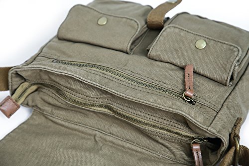 Gootium Canvas Messenger Bag - Vintage Crossbody Shoulder Bag Military Satchel, Olive Brown