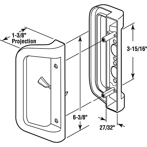 Prime-Line C 1177 Diecast, White, Mortise Style Sliding Door Handle Set (Single Pack)