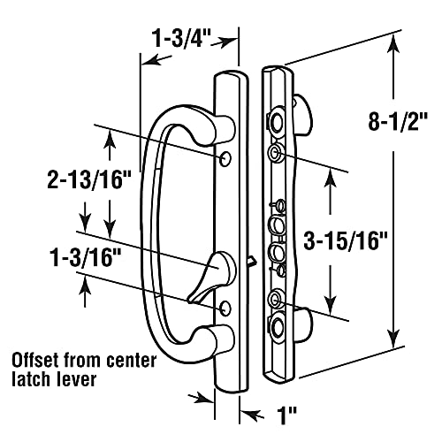 Prime-Line C 1280 Mortise Style Sliding Patio Door Handle Set - Replace Old or Damaged Door Handles Quickly and Easily – White Diecast, Non-Keyed, Fits 3-15/16 In. Hole Spacing (1 Set)