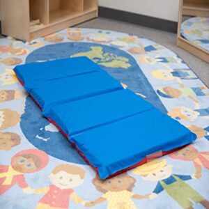 Children's Factory, CF400-509RB, Angels Rest 2" Toddler Nap Mat, Red-Blue, 4 Section Classroom Sleeping Mat, Kids Daycare or Preschool Waterproof Mat