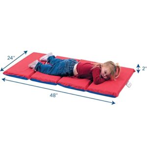 Children's Factory, CF400-509RB, Angels Rest 2" Toddler Nap Mat, Red-Blue, 4 Section Classroom Sleeping Mat, Kids Daycare or Preschool Waterproof Mat