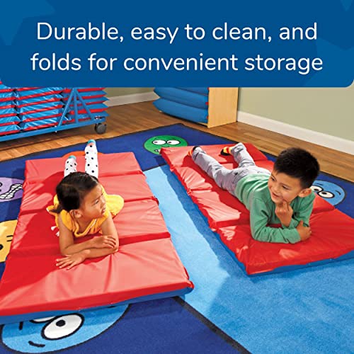 Children's Factory, CF400-509RB, Angels Rest 2" Toddler Nap Mat, Red-Blue, 4 Section Classroom Sleeping Mat, Kids Daycare or Preschool Waterproof Mat