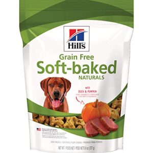 hill's grain free dog treats, soft-baked naturals with duck & pumpkin, healthy dog snacks, 8 oz. bag