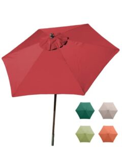 formosa covers 7.5 ft outdoor patio umbrella market style with crank & tilt, aluminum anti-rust pole with flexible fiberglass ribs - perfect for patio, deck, small bistro, and pool - red