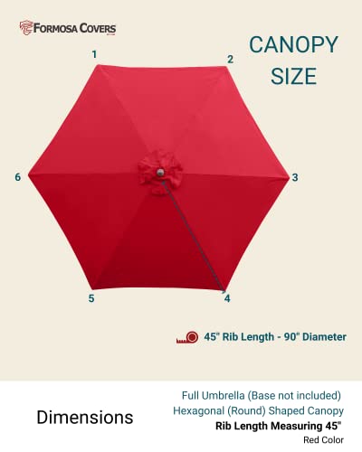 Formosa Covers 7.5 ft Outdoor Patio Umbrella Market Style with Crank & Tilt, Aluminum Anti-Rust Pole with Flexible Fiberglass Ribs - Perfect for Patio, Deck, Small Bistro, and Pool - Red