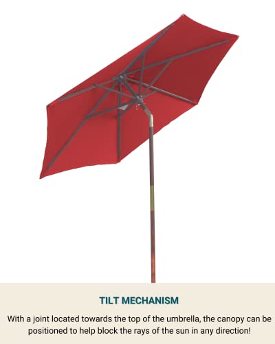 Formosa Covers 7.5 ft Outdoor Patio Umbrella Market Style with Crank & Tilt, Aluminum Anti-Rust Pole with Flexible Fiberglass Ribs - Perfect for Patio, Deck, Small Bistro, and Pool - Red