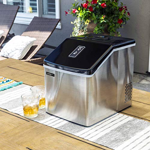 Luma Comfort Clear Ice Cube Maker Machine | First Cubes In 15 Minutes, 28 lbs. of Ice in 24 Hours | Countertop Portable Design in Stainless Steel - IM200SS