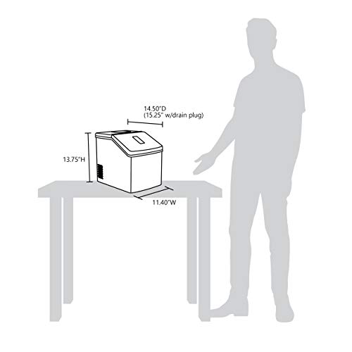 Luma Comfort Clear Ice Cube Maker Machine | First Cubes In 15 Minutes, 28 lbs. of Ice in 24 Hours | Countertop Portable Design in Stainless Steel - IM200SS