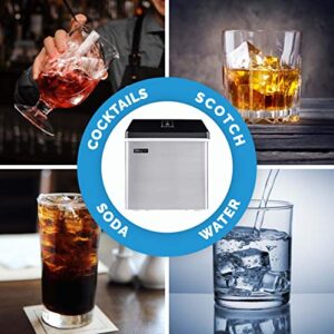 Luma Comfort Clear Ice Cube Maker Machine | First Cubes In 15 Minutes, 28 lbs. of Ice in 24 Hours | Countertop Portable Design in Stainless Steel - IM200SS