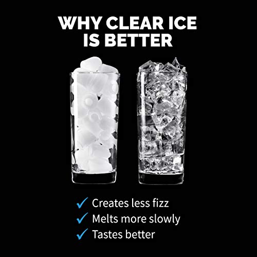 Luma Comfort Clear Ice Cube Maker Machine | First Cubes In 15 Minutes, 28 lbs. of Ice in 24 Hours | Countertop Portable Design in Stainless Steel - IM200SS