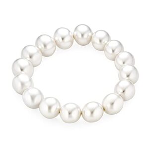 Bling Jewelry Fashion Simple Ball Round Stackable Single Strand Stretch White Simulated Pearl Bracelet For Women For Teen 10MM