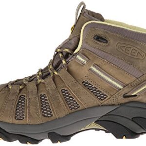 KEEN Women's Voyageur Mid Height Breathable Hiking Boots, Brindle/Custard, 9 Medium US