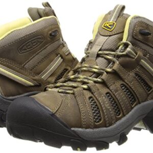 KEEN Women's Voyageur Mid Height Breathable Hiking Boots, Brindle/Custard, 9 Medium US