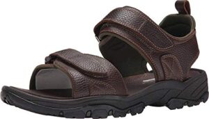 rockport men's rocklake flat sandal, brown/brown, 11.5 w us