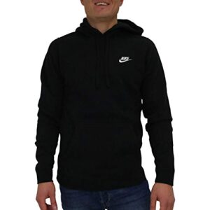 nike men's sportswear club pullover hoodie, black/black/white, x-large