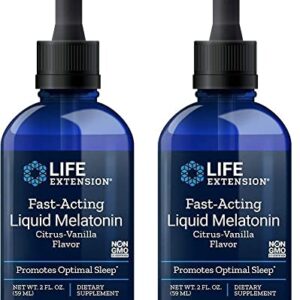 Liquid Melatonin Natural Citrus-Vanilla Flavor by Life Extension - 3mg- 2 Bottles