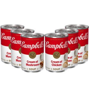 campbell's condensed cream soup variety pack, cream of chicken & cream of mushroom, 10.5 ounce cans (pack of 6)