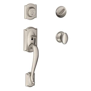 schlage lock company camelot single cylinder handleset and siena knob, satin nickel (f60 cam 619 sie)