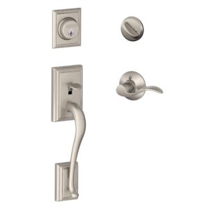 schlage lock company addison single cylinder handleset and left hand accent lever, satin nickel (f60 add 619 acc lh)