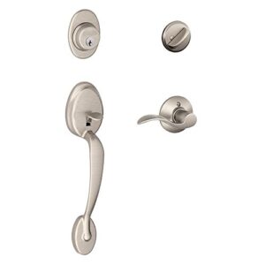 schlage lock company plymouth single cylinder handleset and right hand accent lever, satin nickel (f60 ply 619 acc rh)
