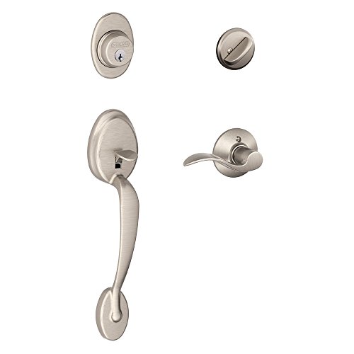 Schlage Lock Company Plymouth Single Cylinder Handleset and Right Hand Accent Lever, Satin Nickel (F60 PLY 619 ACC RH)