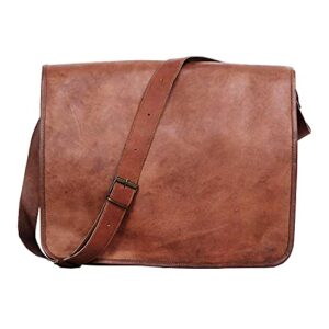 komal's passion leather vintage mens 16 inch leather laptop messenger pro satchel men's bag