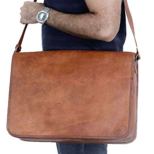 Komal's Passion Leather Vintage Mens 16 Inch Leather Laptop Messenger Pro Satchel Men's Bag