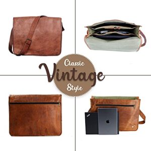 Komal's Passion Leather Vintage Mens 16 Inch Leather Laptop Messenger Pro Satchel Men's Bag