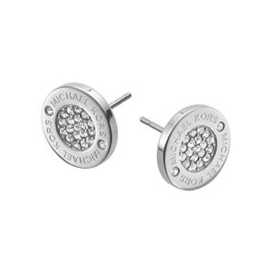 michael kors silver tone logo pave stud earrings