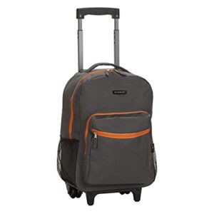 rockland double handle rolling backpack, charcoal, 17-inch