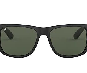 Ray-Ban RB4165 Justin Rectangular Sunglasses, Black/Dark Green, 55 mm