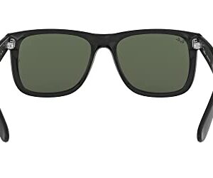 Ray-Ban RB4165 Justin Rectangular Sunglasses, Black/Dark Green, 55 mm