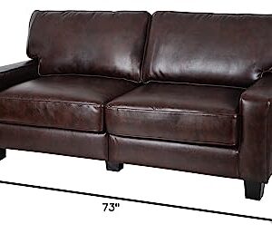 Serta Palisades Upholstered Sofas for Living Room Modern Design Couch, Straight Arms, Soft Fabric Upholstery, Tool-Free Assembly, 73" Sofa, Chestnut Brown