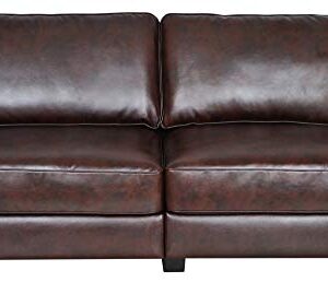 Serta Palisades Upholstered Sofas for Living Room Modern Design Couch, Straight Arms, Soft Fabric Upholstery, Tool-Free Assembly, 73" Sofa, Chestnut Brown