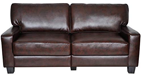 Serta Palisades Upholstered Sofas for Living Room Modern Design Couch, Straight Arms, Soft Fabric Upholstery, Tool-Free Assembly, 73" Sofa, Chestnut Brown