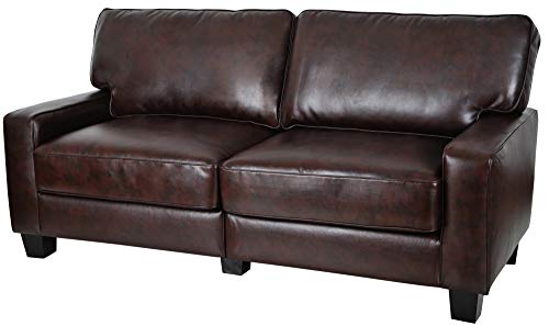 Serta Palisades Upholstered Sofas for Living Room Modern Design Couch, Straight Arms, Soft Fabric Upholstery, Tool-Free Assembly, 73" Sofa, Chestnut Brown