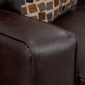 Serta Palisades Upholstered Sofas for Living Room Modern Design Couch, Straight Arms, Soft Fabric Upholstery, Tool-Free Assembly, 73" Sofa, Chestnut Brown