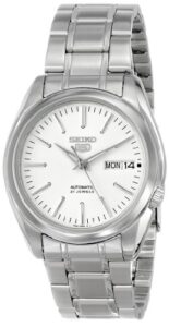 seiko men's snkl41 5" white dial stainless steel automatic watch