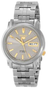 seiko men's snkk67 "seiko 5" grey dial stainless steel automatic watch
