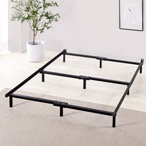 zinus compack metal bed frame, 7 inch support bed frame for box spring and mattress set, black, california king