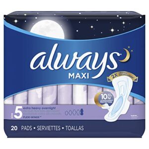 always maxi extra heavy with wings overnight pads, 20 each (pack of 3)