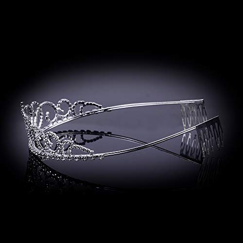 Bseash Silver Crystal Tiara Crown Headband Princess Elegant Crown with combs for Women Girls Bridal Wedding Prom Birthday Party