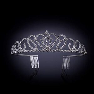 Bseash Silver Crystal Tiara Crown Headband Princess Elegant Crown with combs for Women Girls Bridal Wedding Prom Birthday Party