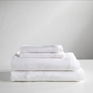 baltic linen jersey cotton sheet set, full, white, 4 piece