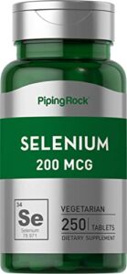 selenium 200 mcg | 250 tablets | vegetarian, non-gmo, gluten free supplement | by piping rock