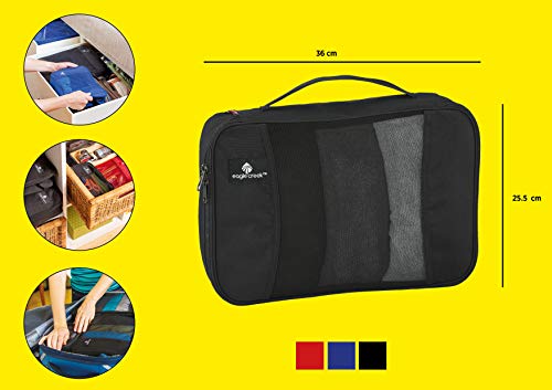 Eagle Creek Pack-It Original Medium Packing Cubes for Suitcases - Durable Travel Organizer Bags for Luggage with Rugged Dual Zippers and Top Grab Handle, Black