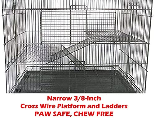 Small Animal Critters Cage Sugar Glider Chinchilla Ferret Rats Mouse Mice Habitat (24" Length x 16" Depth x 24" Height, Black)