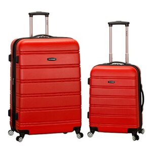 rockland melbourne hardside expandable spinner wheel luggage, red, 2-piece set (20/28)